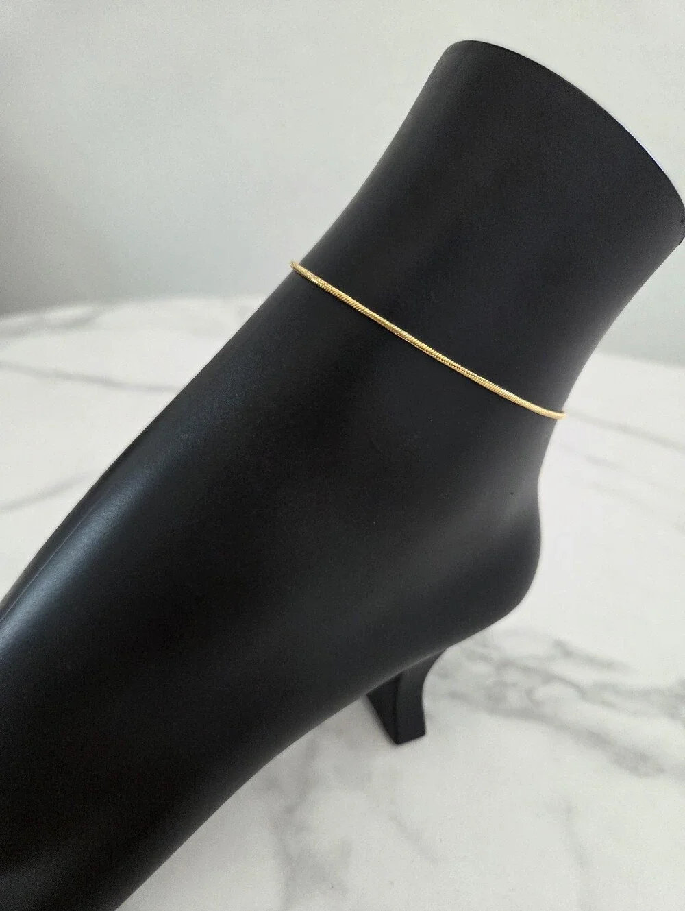 Stainless Steel ​Minimalist Gold Tone Adjustable Slider Ankle Bracelet